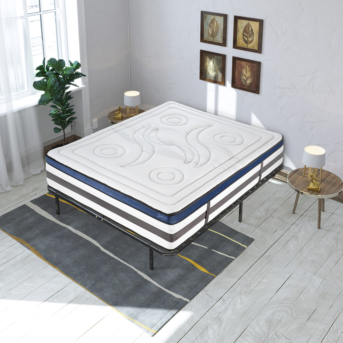 Ensemble Matelas Quintessence mémoire de forme - 30cm + sommier cadre métal - 1 Place