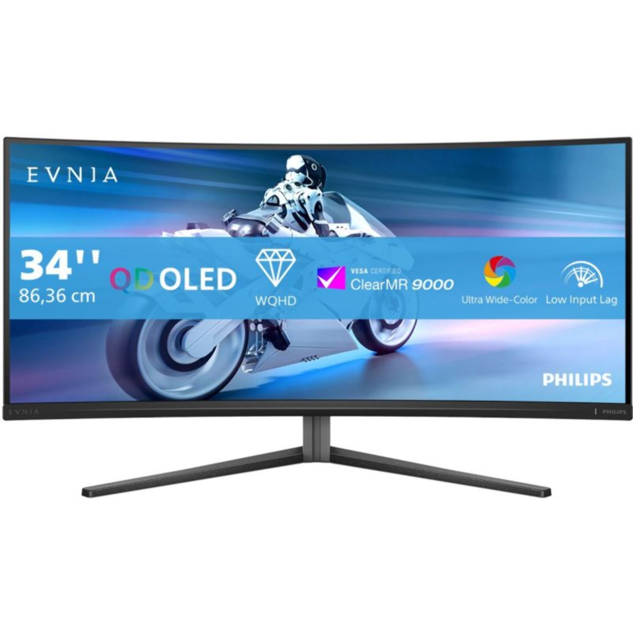 Ecran PC Gamer PHILIPS Evnia 34M2C6500 34" Incurvé QHD 175Hz QD-OLED HDR 400 HDMI 2.1 Ambiglow