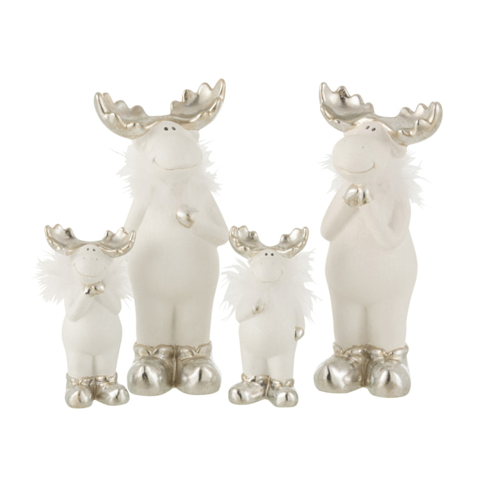 J-Line figurine de Noël Renne - céramique - blanc/argent - large - 2 pcs