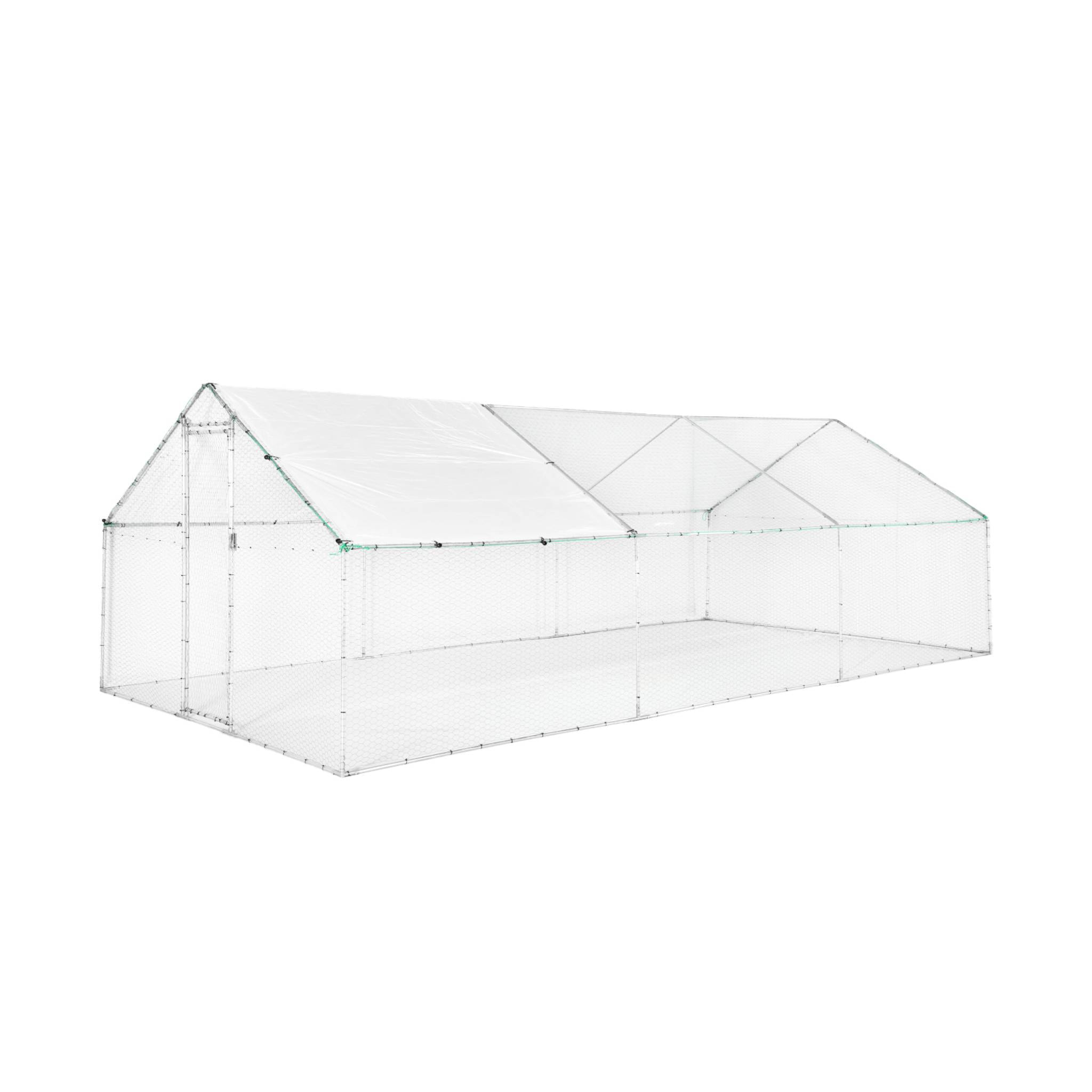 Enclos pour poulailler et volière 18m² acier galvanisé gris et vert. plusieurs dimensions - Babette