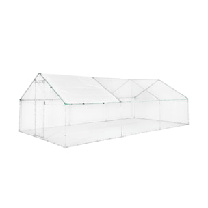Enclos pour poulailler et volière 18m² acier galvanisé gris et vert. plusieurs dimensions - Babette