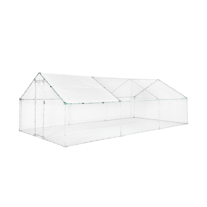 Enclos pour poulailler et volière 18m² acier galvanisé gris et vert. plusieurs dimensions - Babette