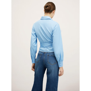 Motivi - Camisa cropped con fajín - Light - blue