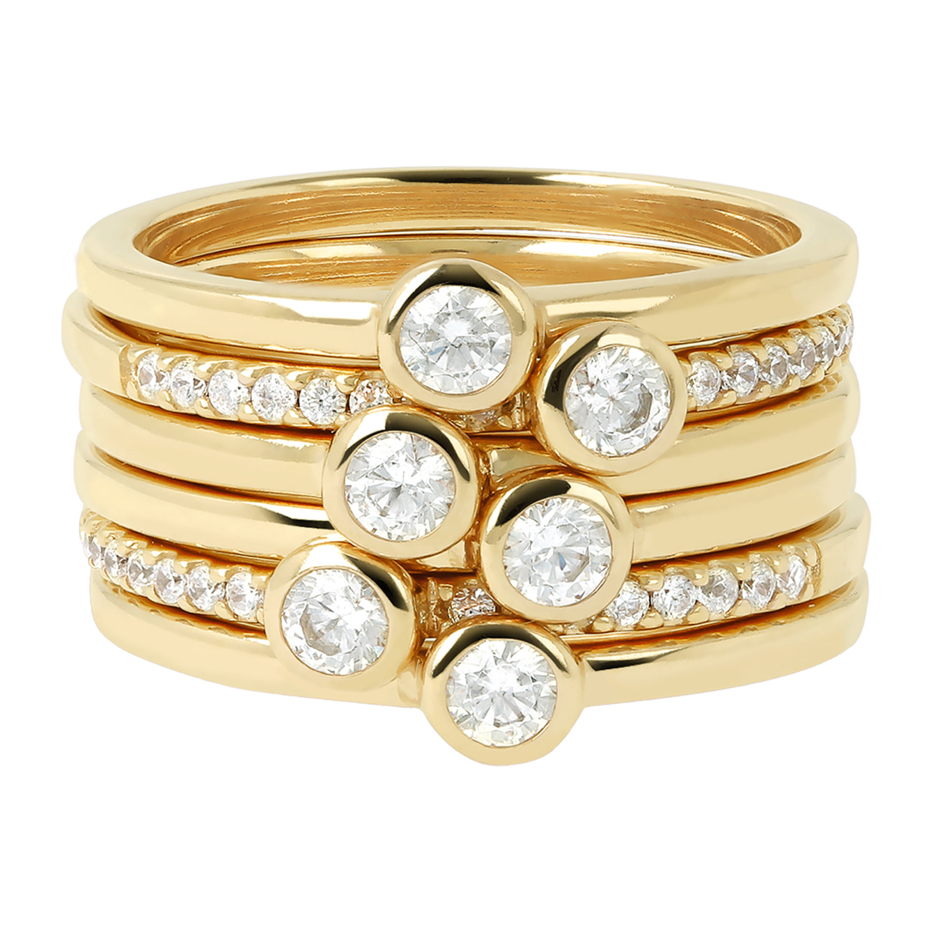 Set di Anelli Solitari Golden con Cubic Zirconia