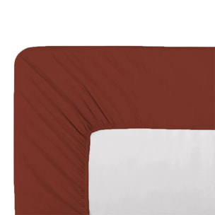 Drap housse b30 percale de coton uni rouge La percale francaise grenat