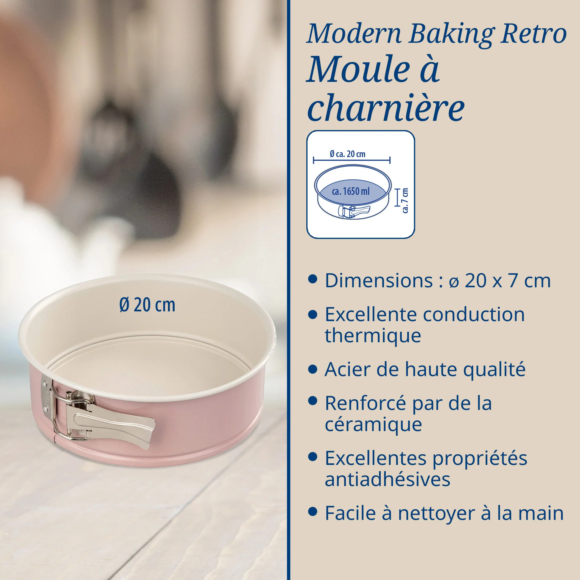 Moule à manqué à charnière 20 cm Dr. Oetker Rétro