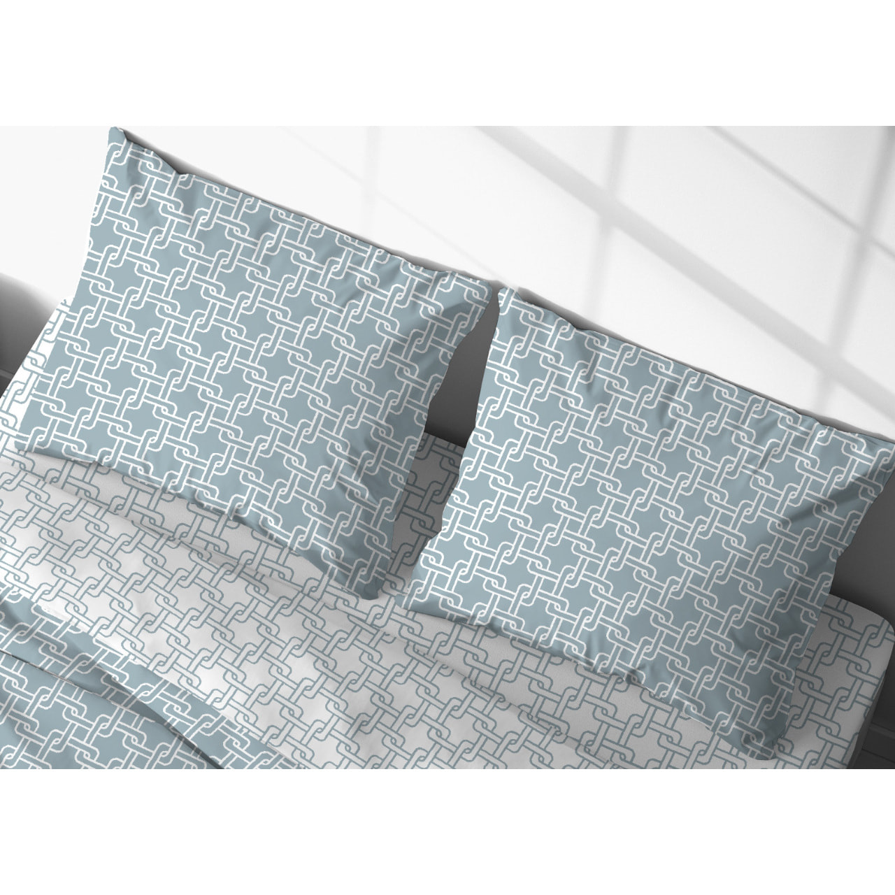 Copripiumino In 100% Cotone Disegno Catena