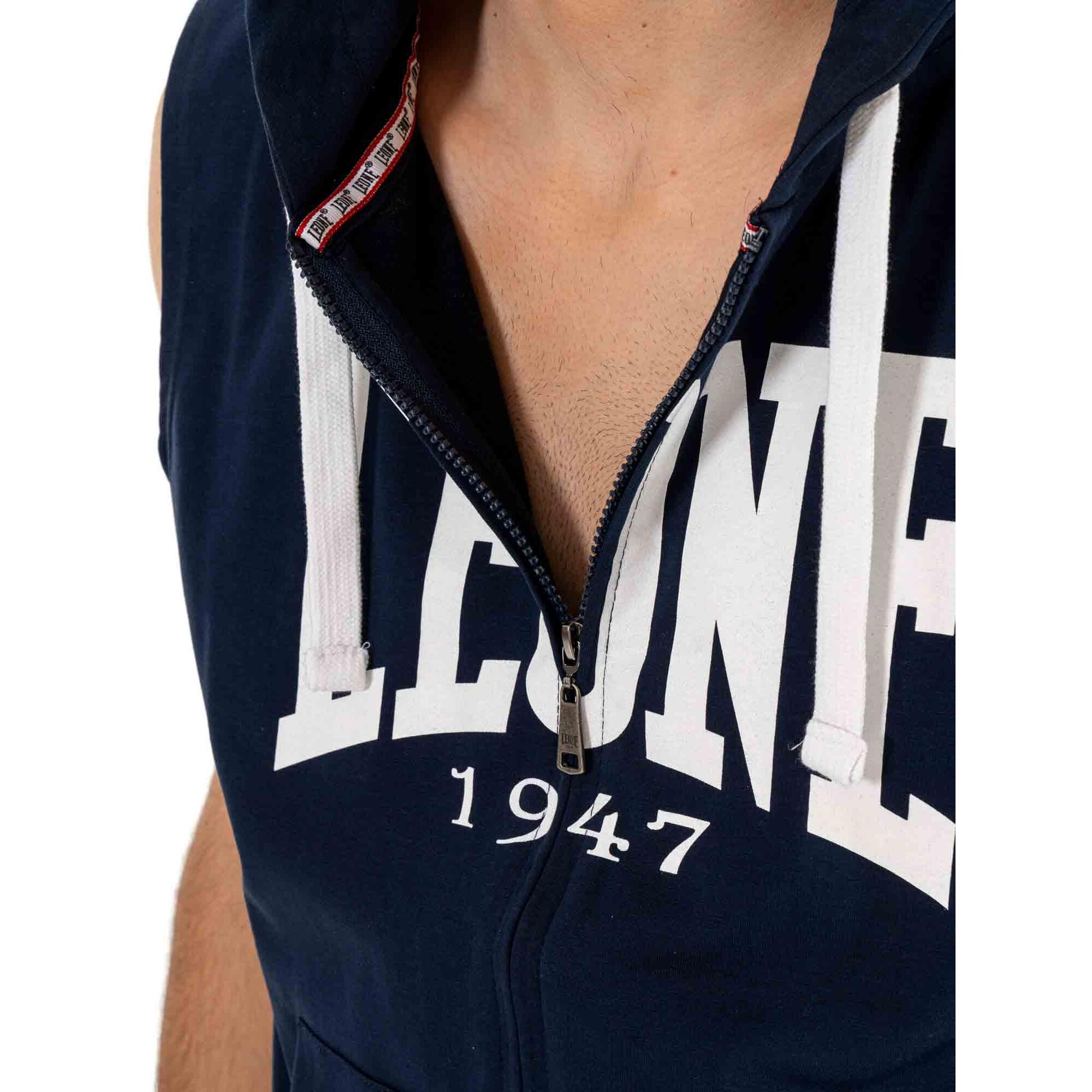 Felpa da uomo con cappuccio e zip senza maniche non felpata Leone Basic