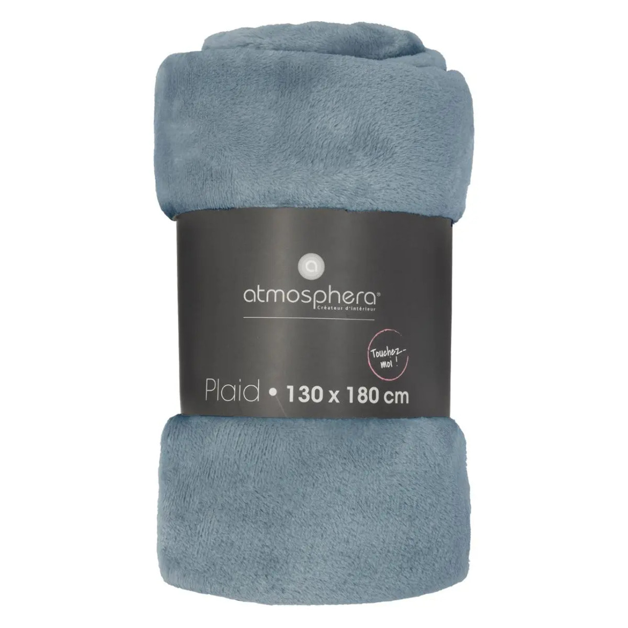 Plaid "Ollis" flanelle bleu orage 130x180cm