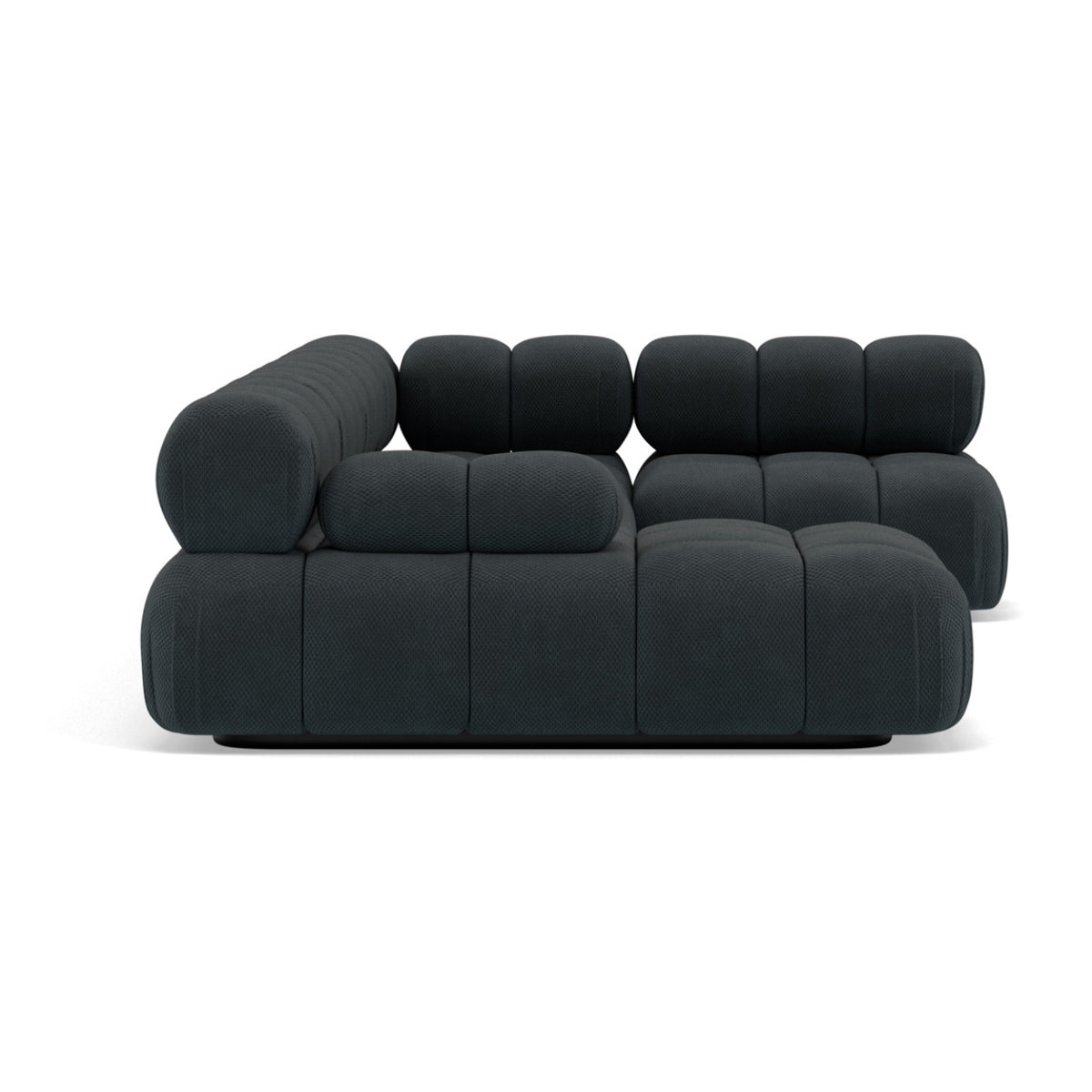 Ruby - canapé panoramique modulable d'angle droit 7 places en velours texturé - Noir