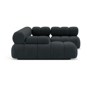 Ruby - canapé panoramique modulable d'angle droit 7 places en velours texturé - Noir