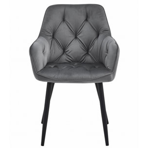 Sedia poltroncina Jork in velluto grigio scuro e metallo