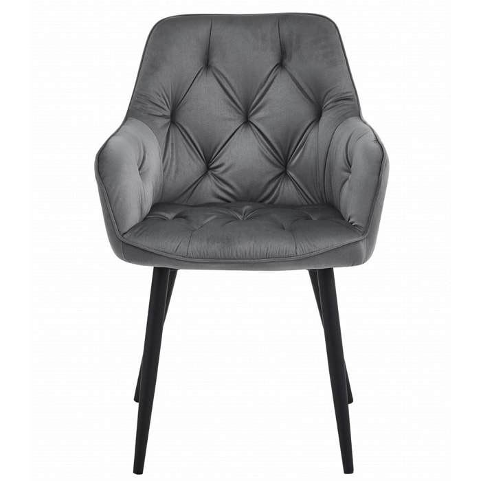 Sedia poltroncina Jork in velluto grigio scuro e metallo