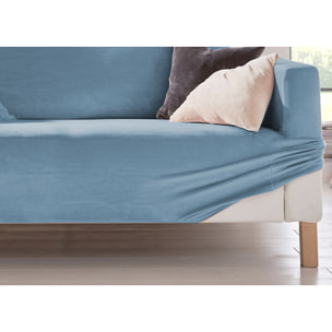 Copripoltrona Elasticizzato In Tinta Unita Effetto Velluto Modello Morbidissimo Colore Cielo