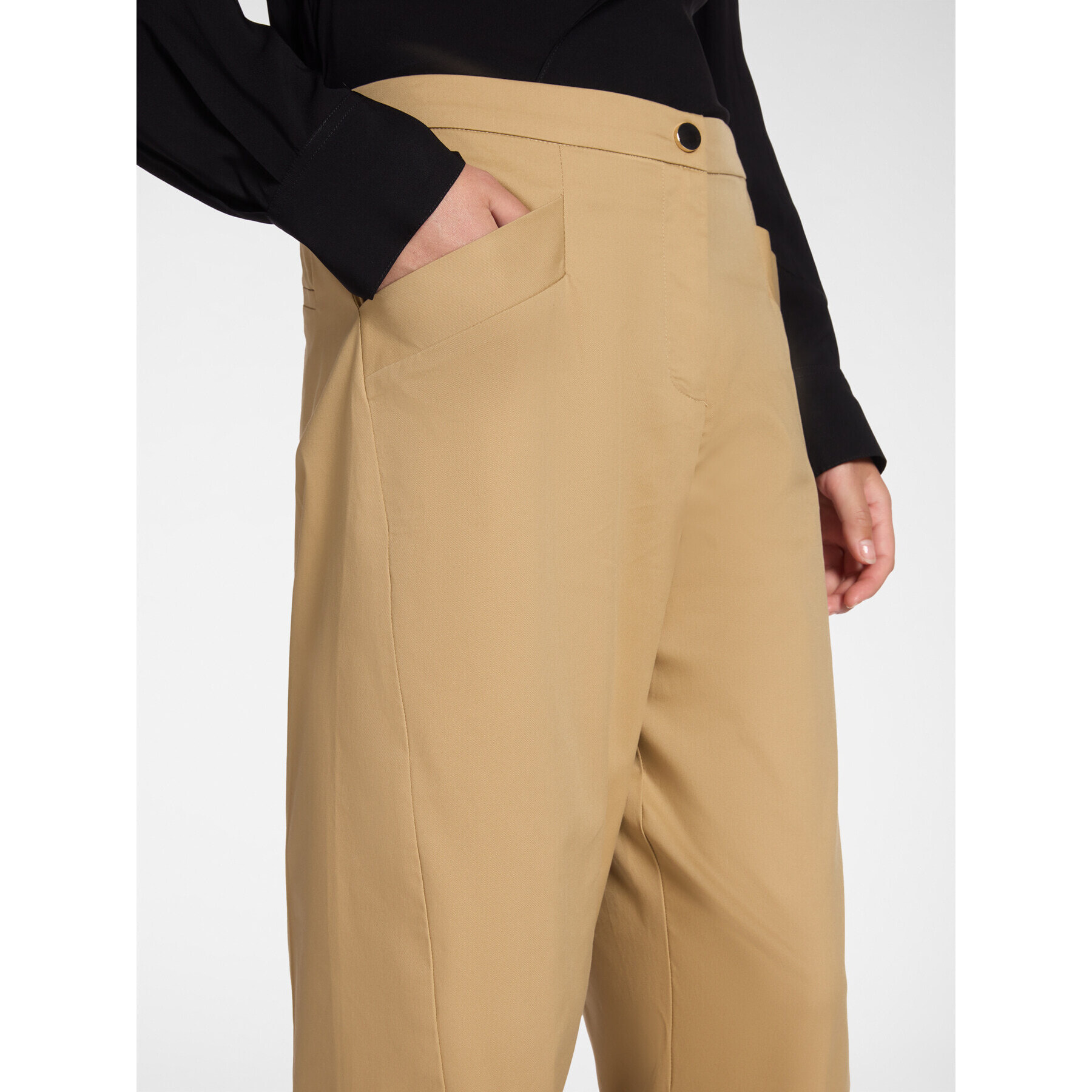Elena Mirò - Pantaloni barrel con cinturini al fondo - Marrone