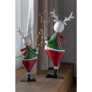 J-Line figurine Renne Étoile + Arbre - métal - mix - large - 2 pièces