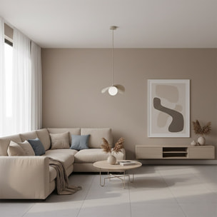 Lampada a sospensione Ritual con struttura in acciaio moka e diffusore sferico
