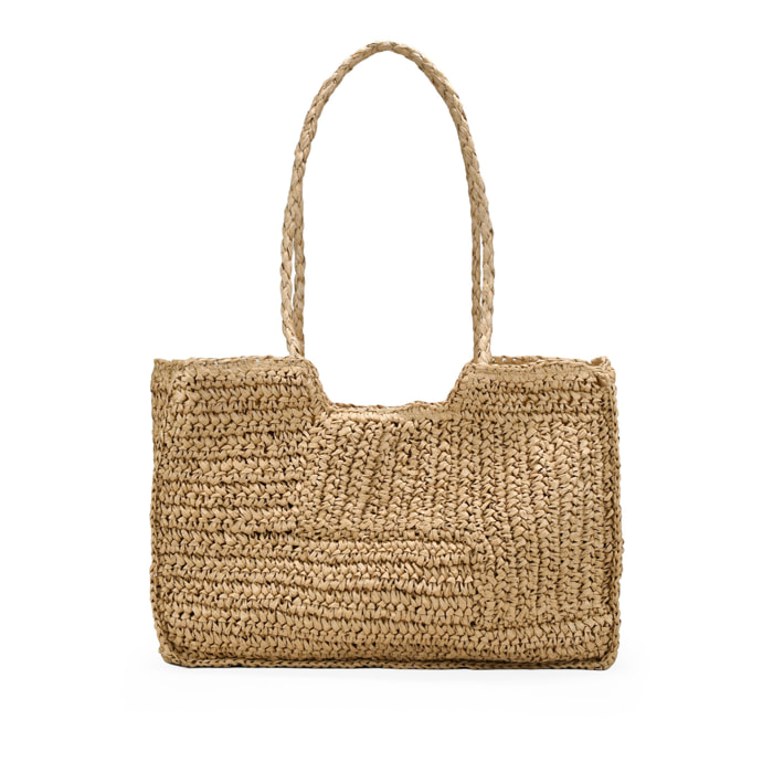 Bolso de hombro tostado de esparto