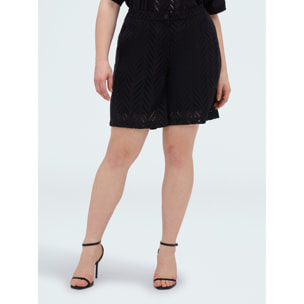 Fiorella Rubino - Shorts in sangallo di cotone traforato - Nero