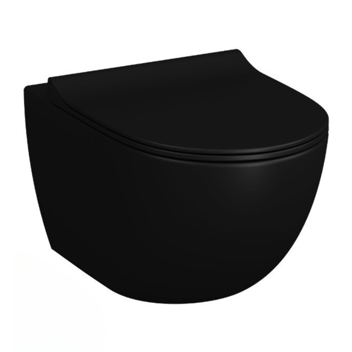 Pack WC sans bride Infinitio Noir mat + Abattant softclose slim + Bâti support Geberit Extra-plat UP720 + Plaque Noir brillante