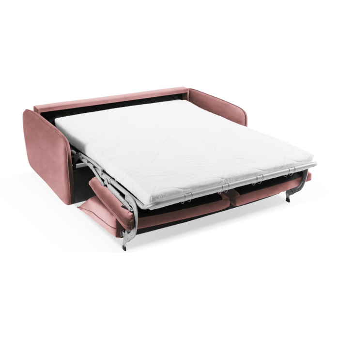Canapé convertible "Vienna" 3 places en velours rose