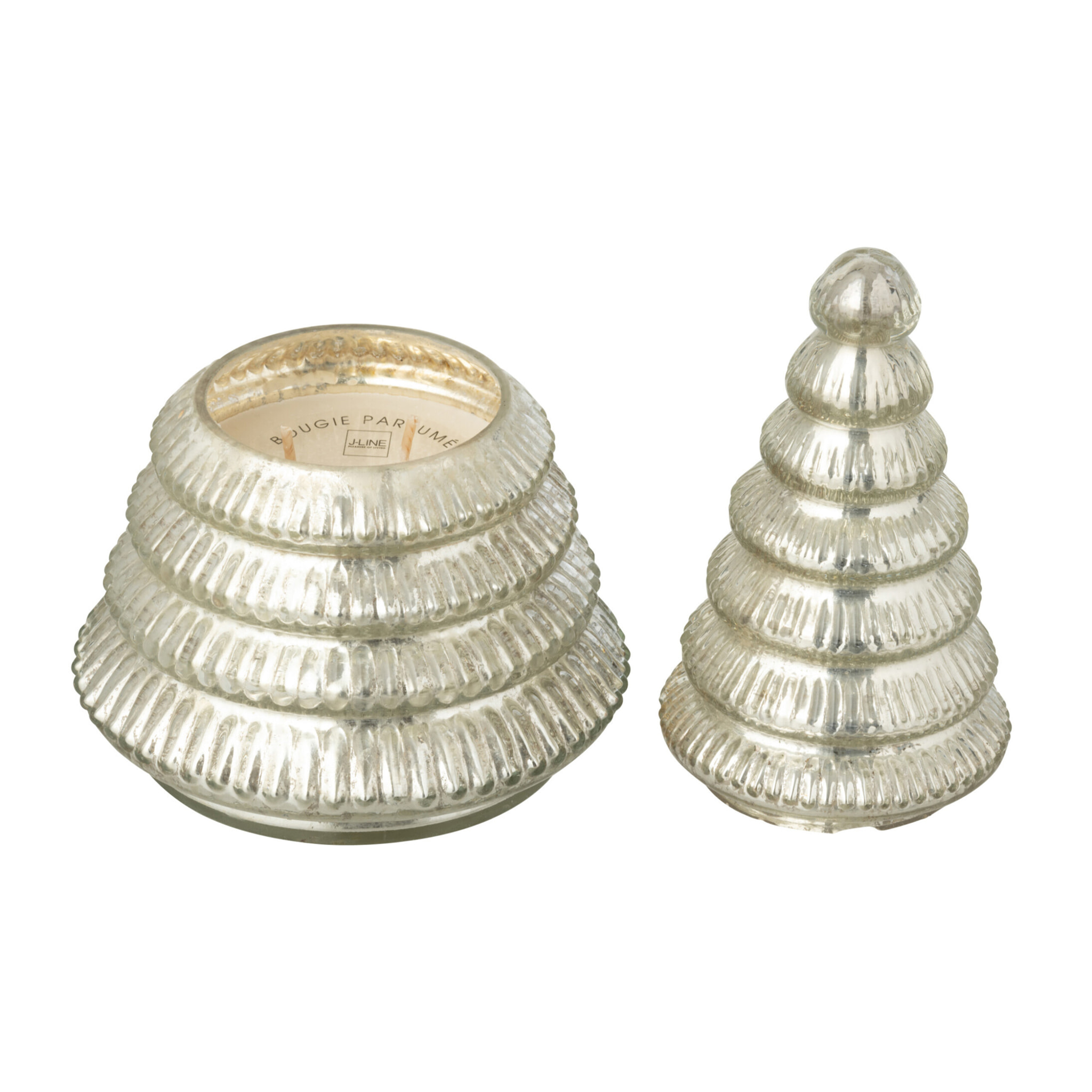 J-Line bougie parfumée Arbre Cotelé - verre - argent - large