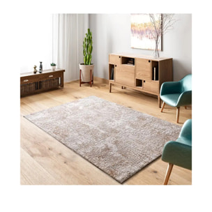 ORIS Alfombra abstracta con relieve beige, varias medidas disponibles.