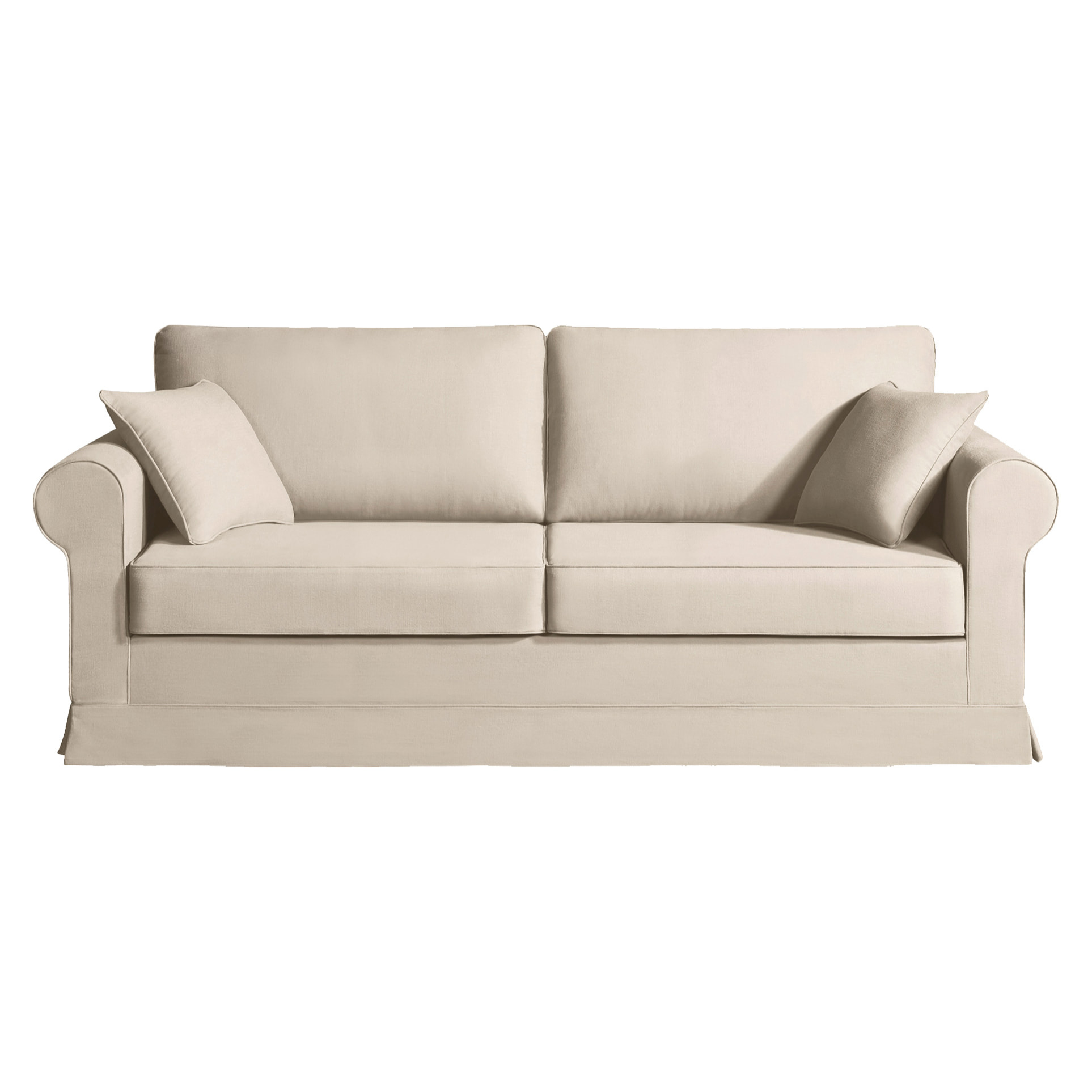 Canapé 4 pl COLME 210 cm fixe tissu Tradition Beige - 100% déhoussable - Fabriqué en France