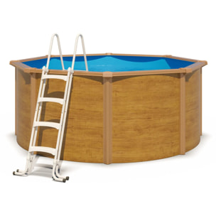 Piscine hors sol acier ronde Ø 3,05 x 1,20 m aspect bois CANYON