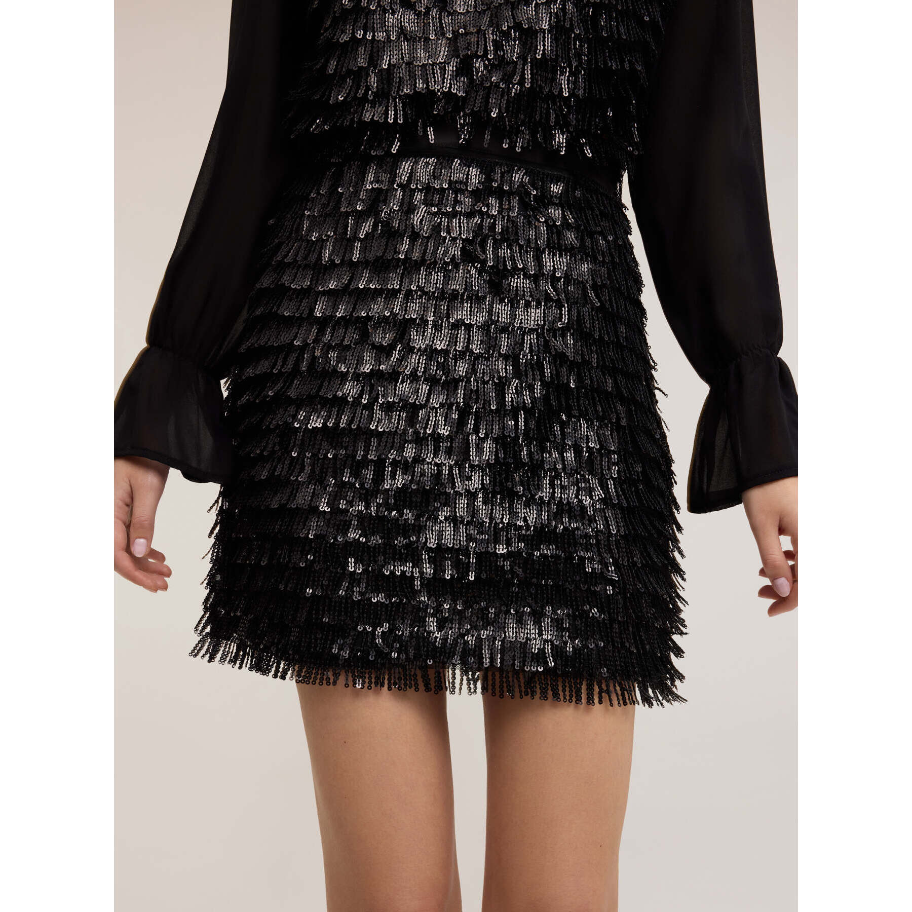 Motivi - Minigonna in tulle con paillettes - Nero