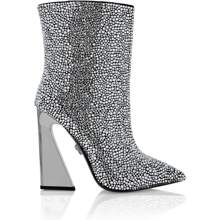 PHILIPP PLEIN Leather Boots High Heels Mid Stones