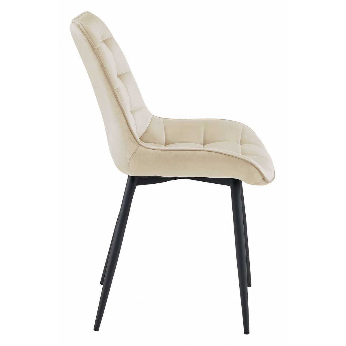Set di 4 Sedie Bera in Velluto Beige con Gambe Nere