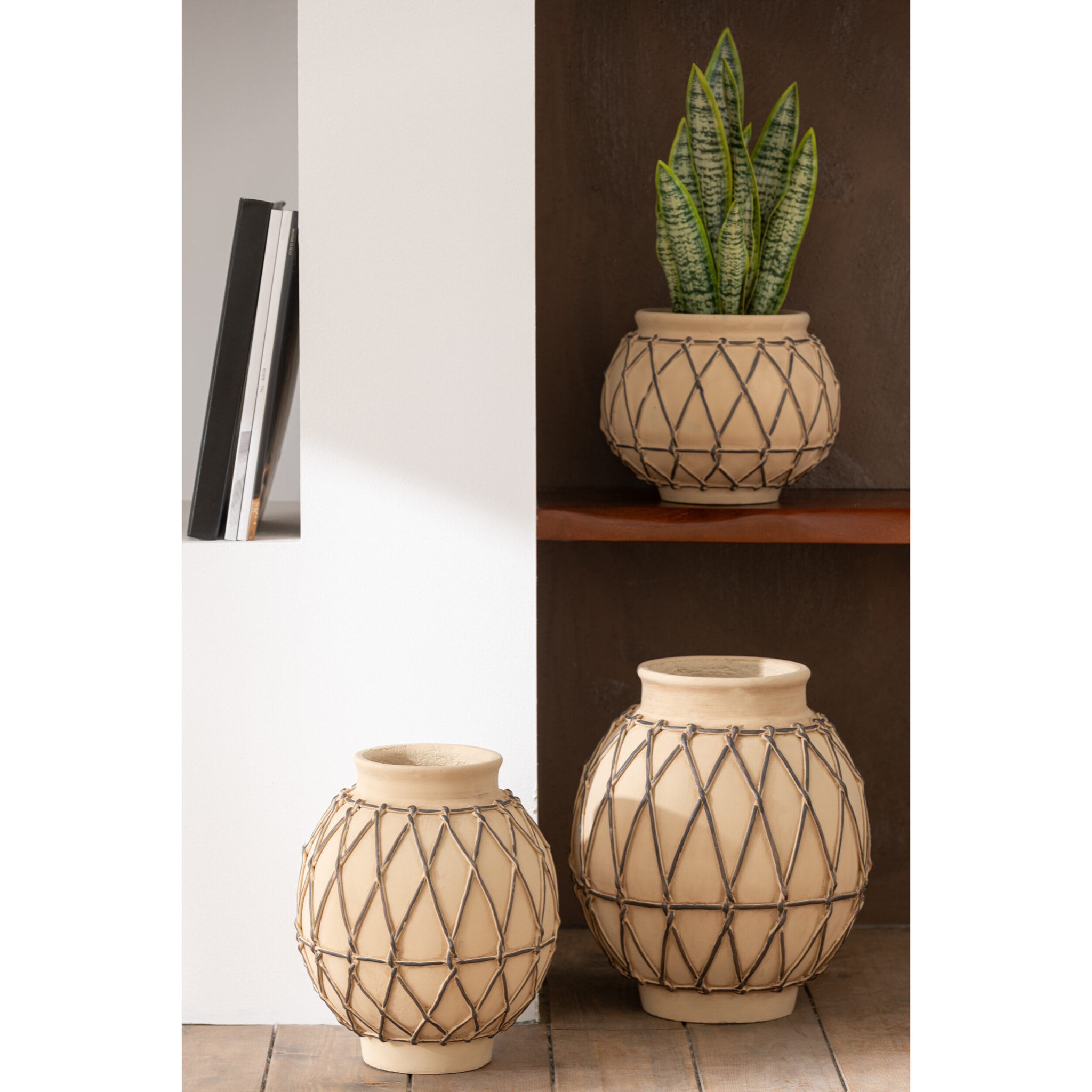J-Line cache-pot Berbere - ciment - beige - large - Ø 31.5 cm