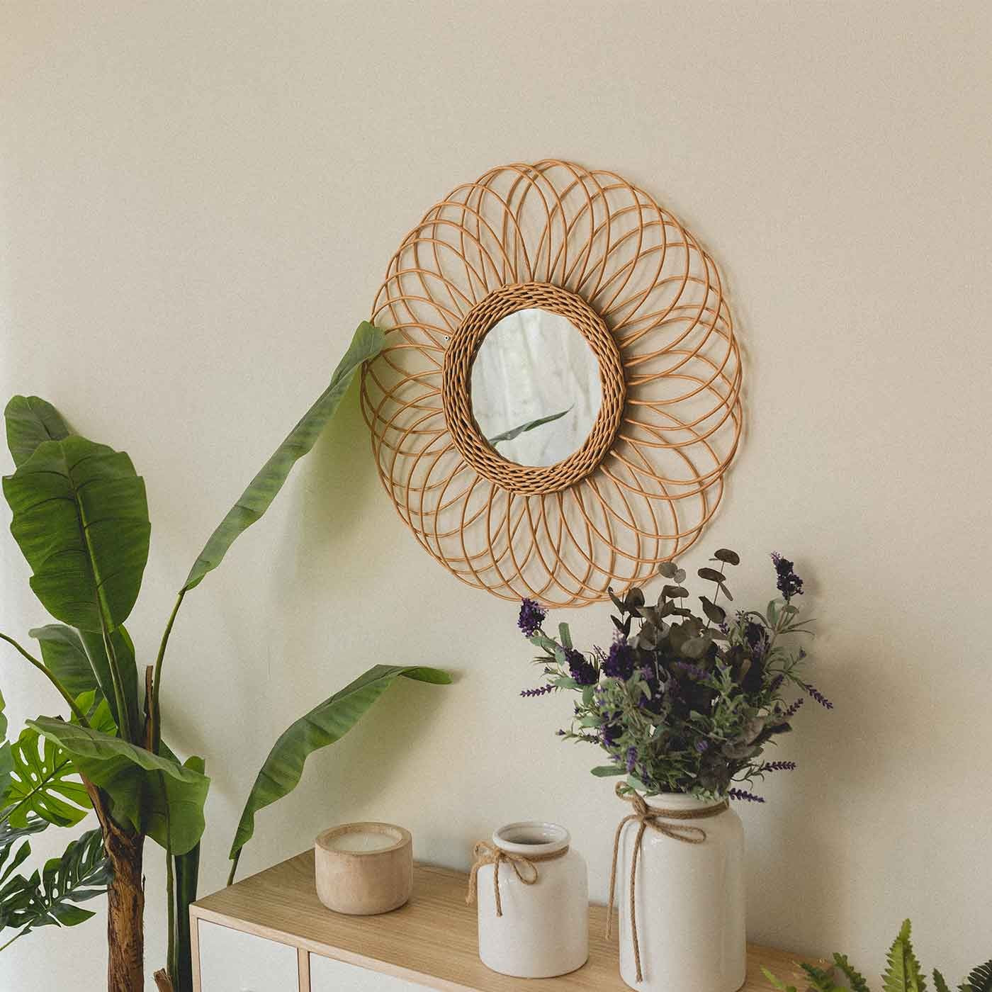 Miroir maik rond rotin 56cm