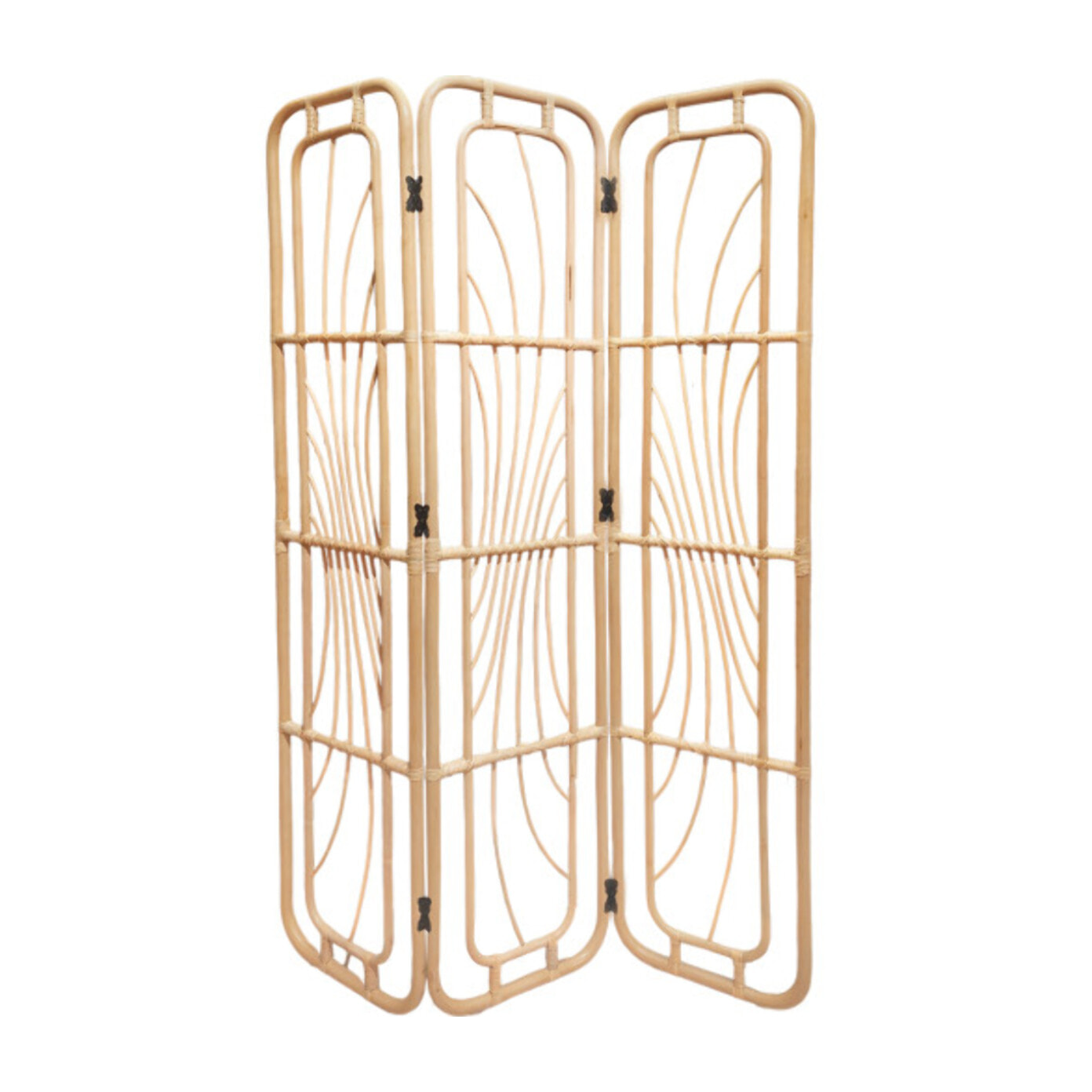 Paravent H. 180 cm 3 pans en rotin naturel ajouré - NINON