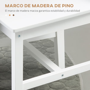 Juego de 2 Sillas de Comedor Blancas Silla de Cocina con Respaldo de Listones Estructura de Madera de Pino para Salón Restaurante Carga 120 kg 41x46,5x85,5 cm