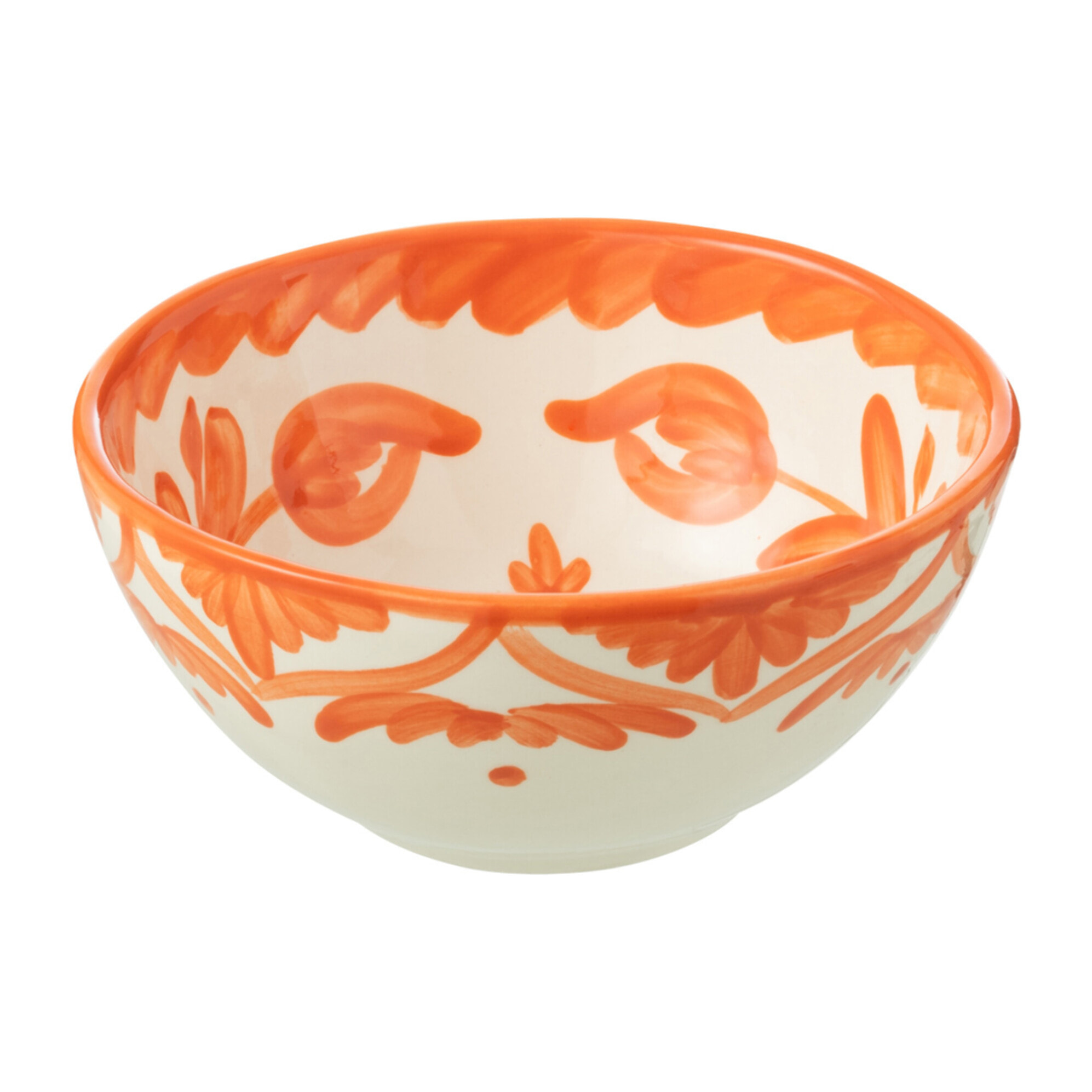 J-Line bol Granada High - céramique - blanc/orange - small - Ø 14 cm