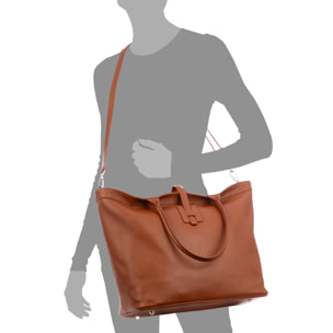 Aurigo bolso Shopper mujer de piel auténtica Dollaro. Doble posición.