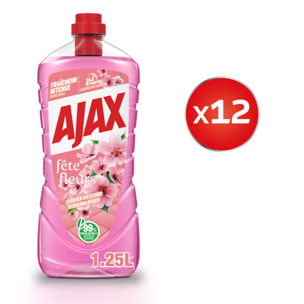 Pack de 12 - Nettoyant ménager Ajax Fêtes des Fleurs Cerisier 1,25L