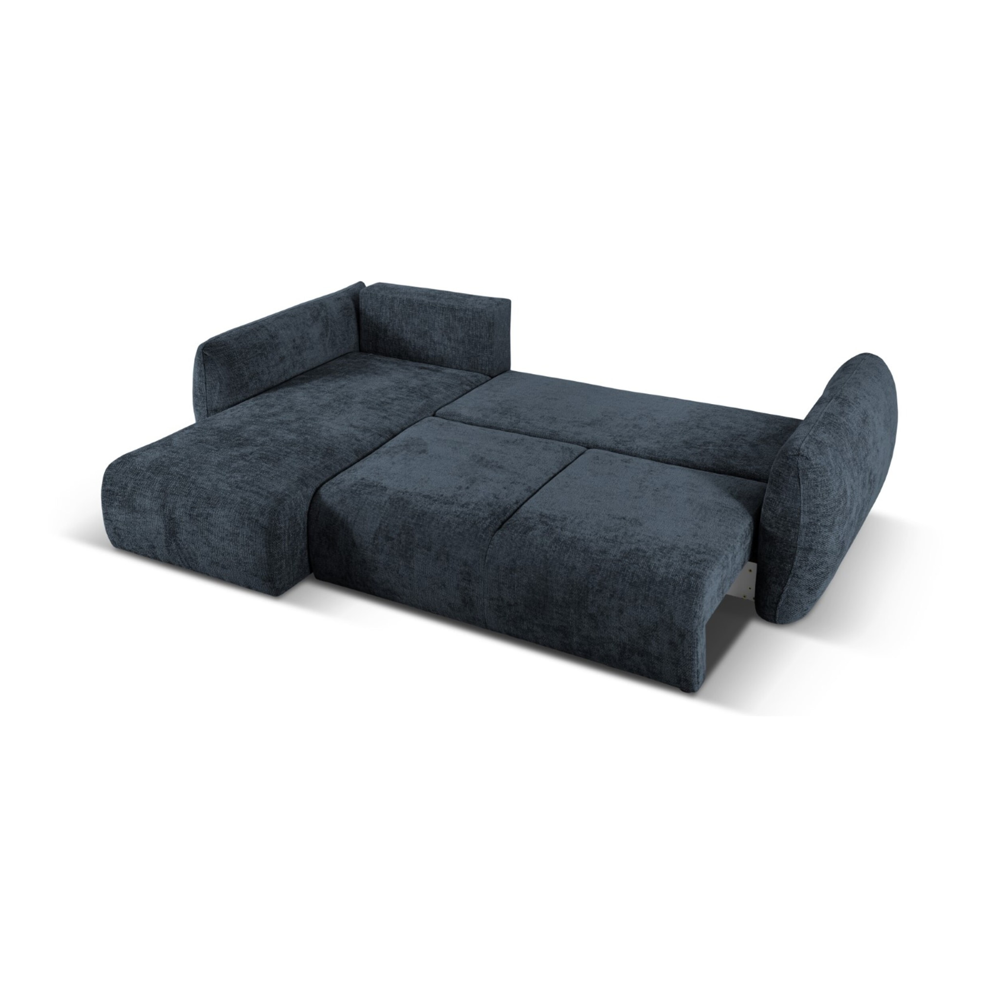 Canapé d'angle gauche convertible avec coffre de rangement "Matera" 4 places en chenille bleu roi
