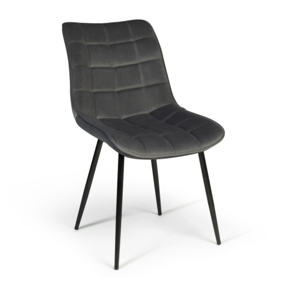 Chaises Melinda en velours - Gris - Pieds noirs