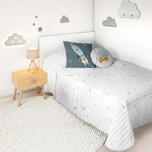 Colcha Bouti Estampada - Reversible - Infantil - 100% Algodón - 70 gr/m² - Viaje Espacial