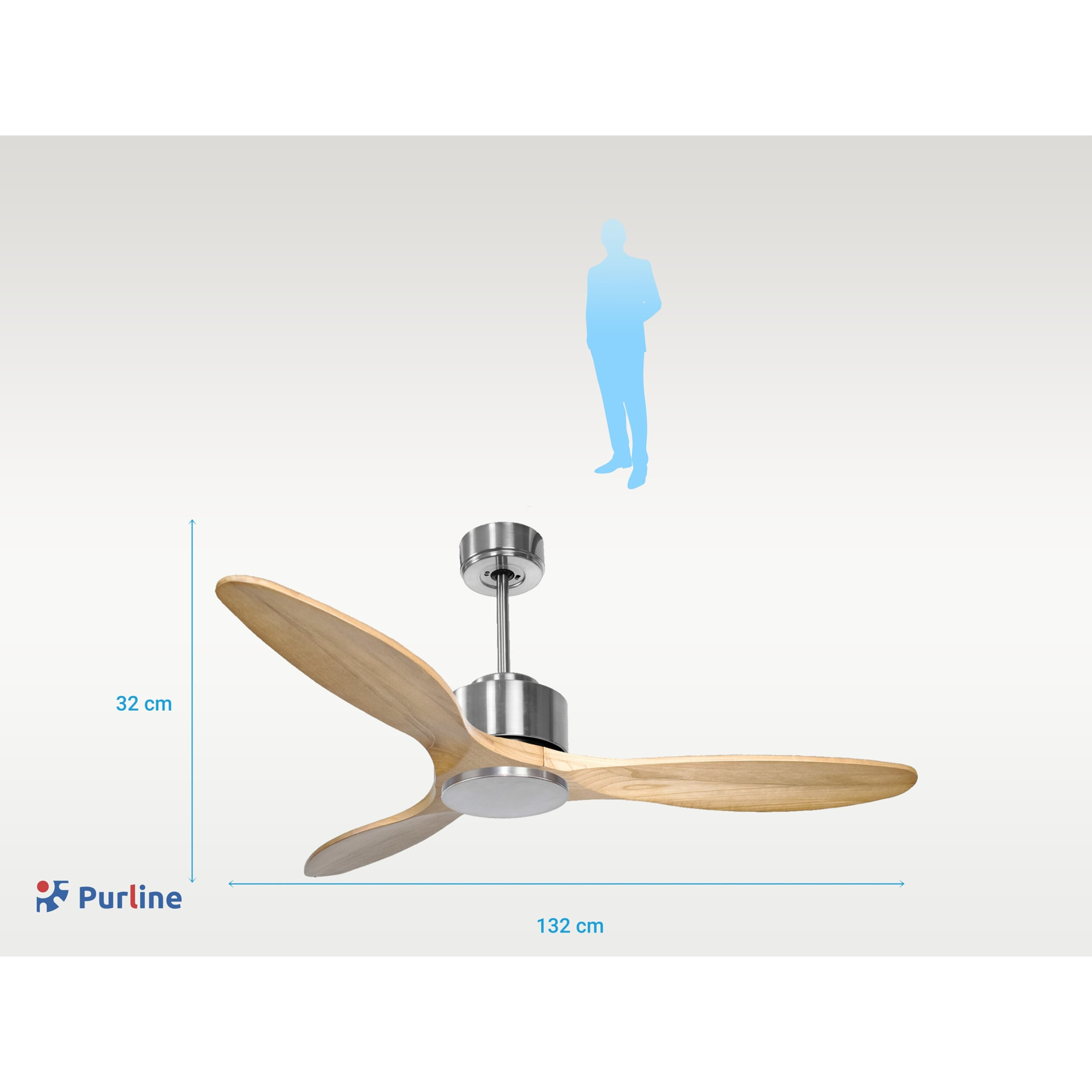 Ventilateur de plafond ø132 cm avec Wifi Réversible Hypersilence 40   W argent