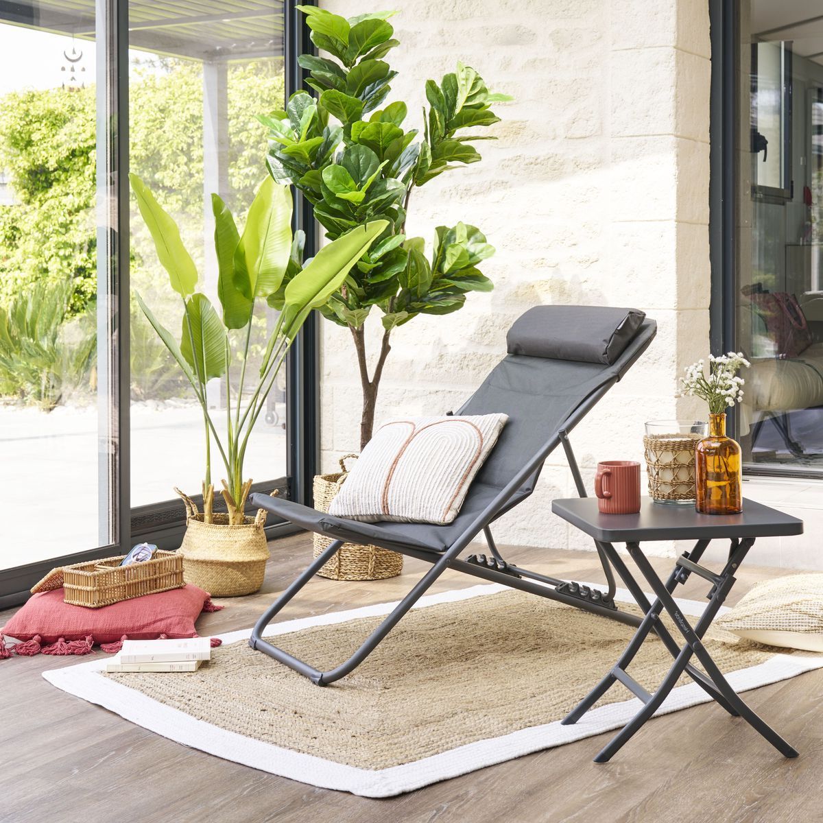 Chilienne de jardin pliante Jubba Anthracite & Graphite