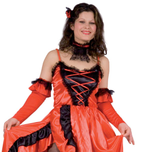 Costume Carnevale Ballerina Can-Can Sexy Rosso - Nero Donna