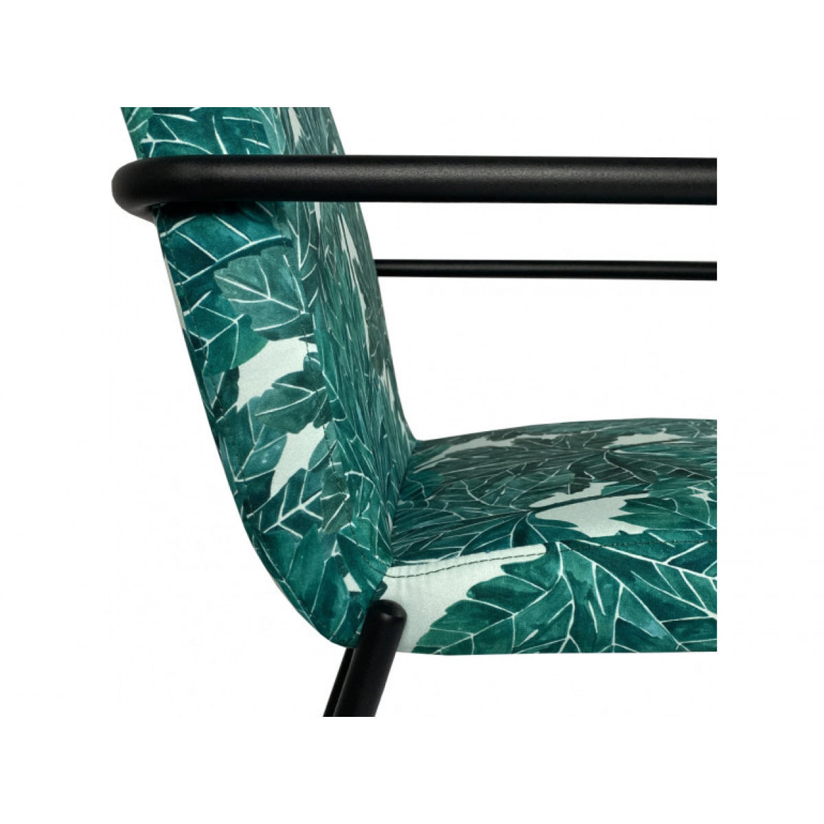 Lot de 2 chaises avec accoudoirs motif feuilles d'arbre et pieds noirs - JASPE 708