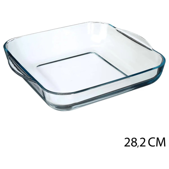 Plat carré 29x29cm transparent en verre
