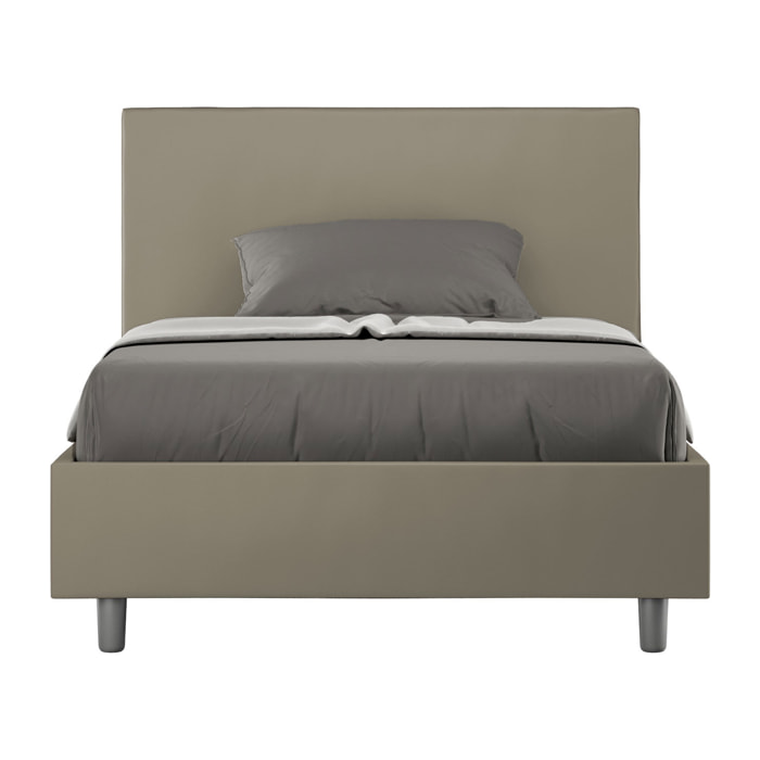 Letto una piazza e mezza contenitore imbottito 120x200 similpelle cappuccino Adele