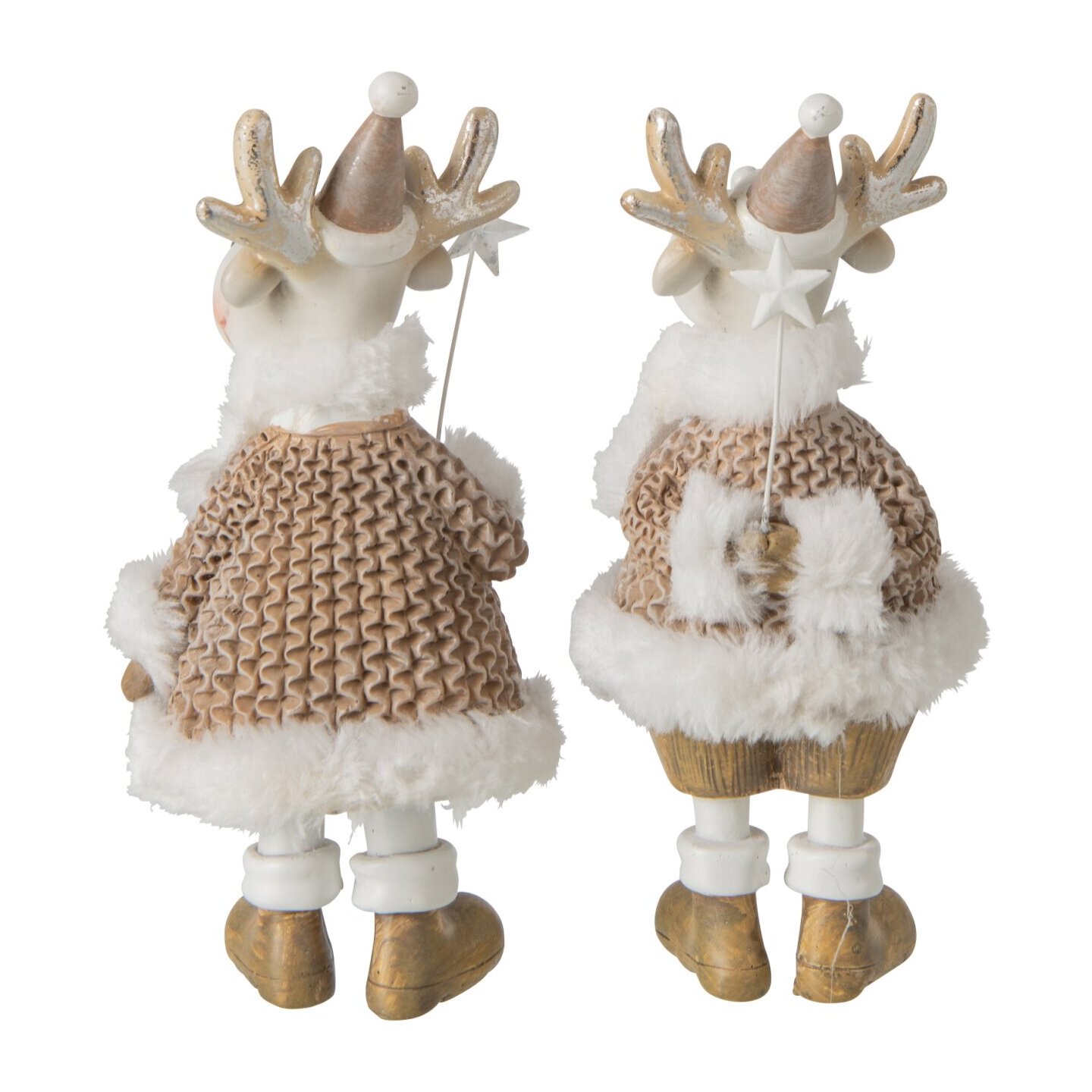 J-Line Renne habits d’hiver - polyrésine - blanc/beige - medium - assortiment de 2