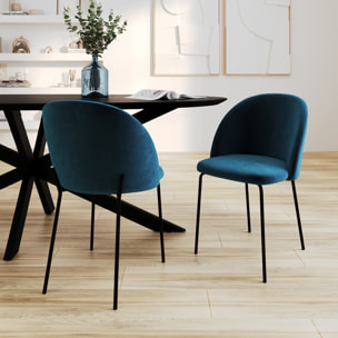 Lot de 2 chaises en velours bleu foncé - Karl